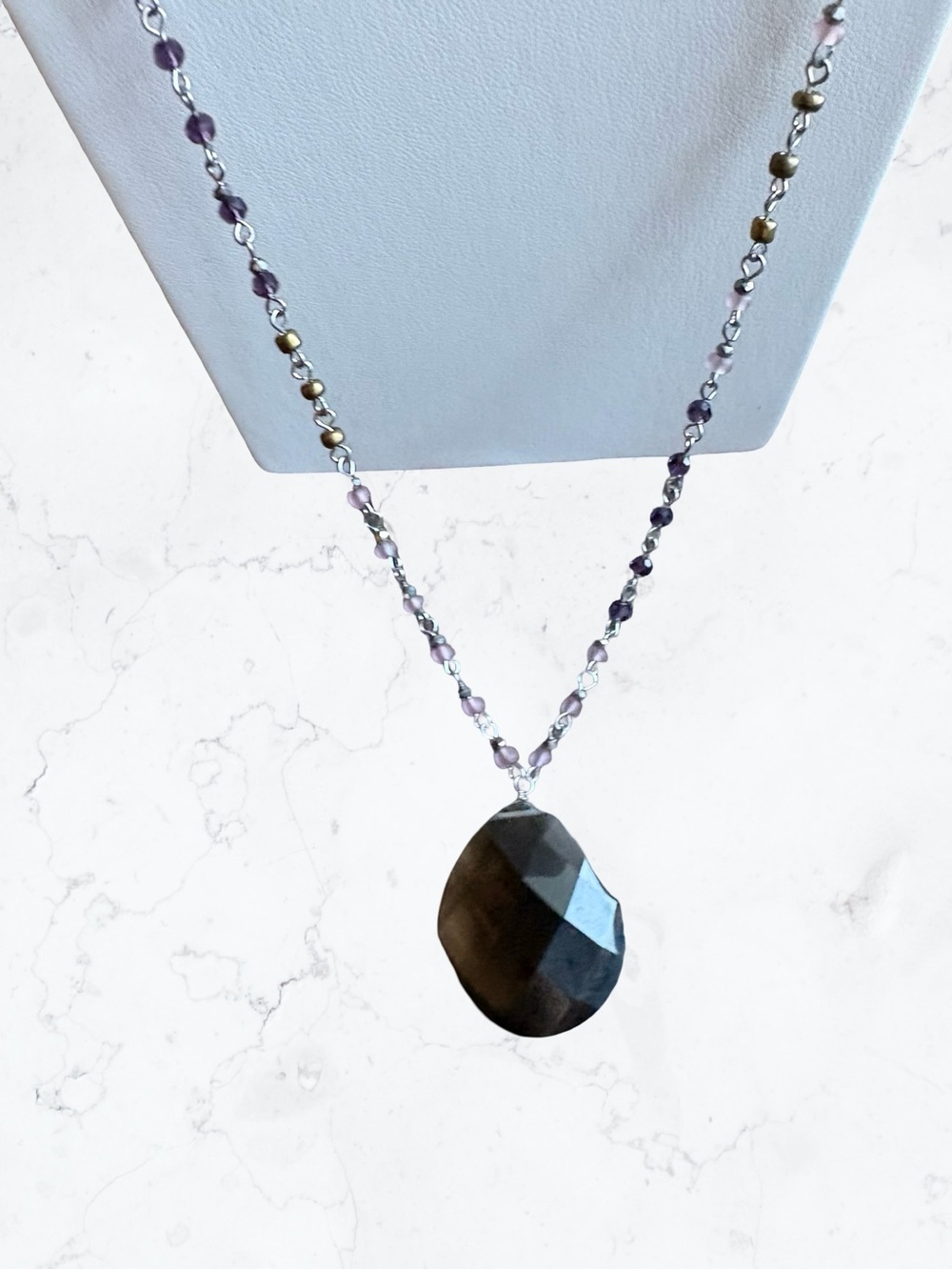 J. Jill Silver-Tone Chain Necklace with Dark Faceted Pendant - Picture 2 of 5